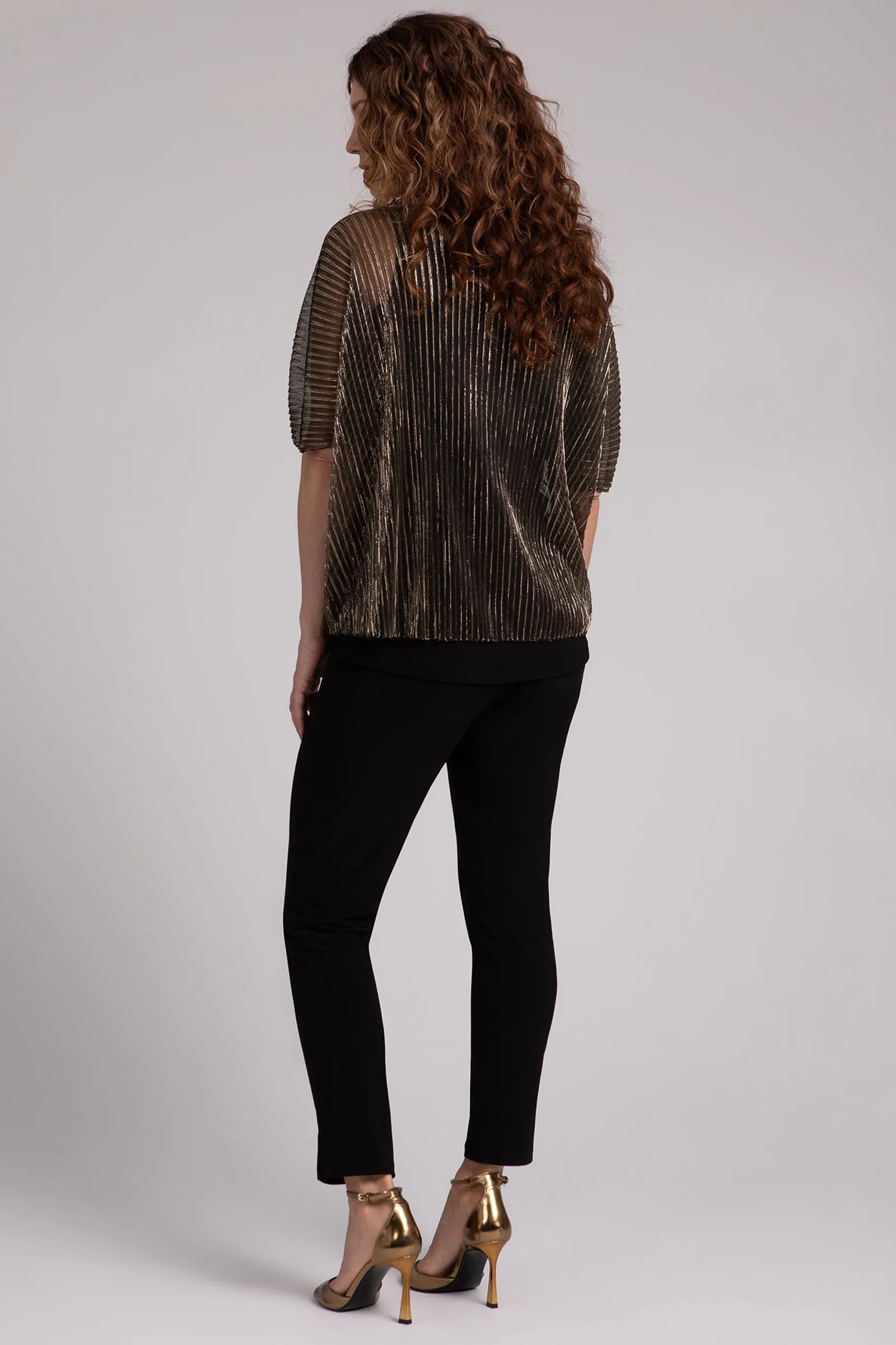 Pleated Mesh Nu Clip Top | Black/Gold