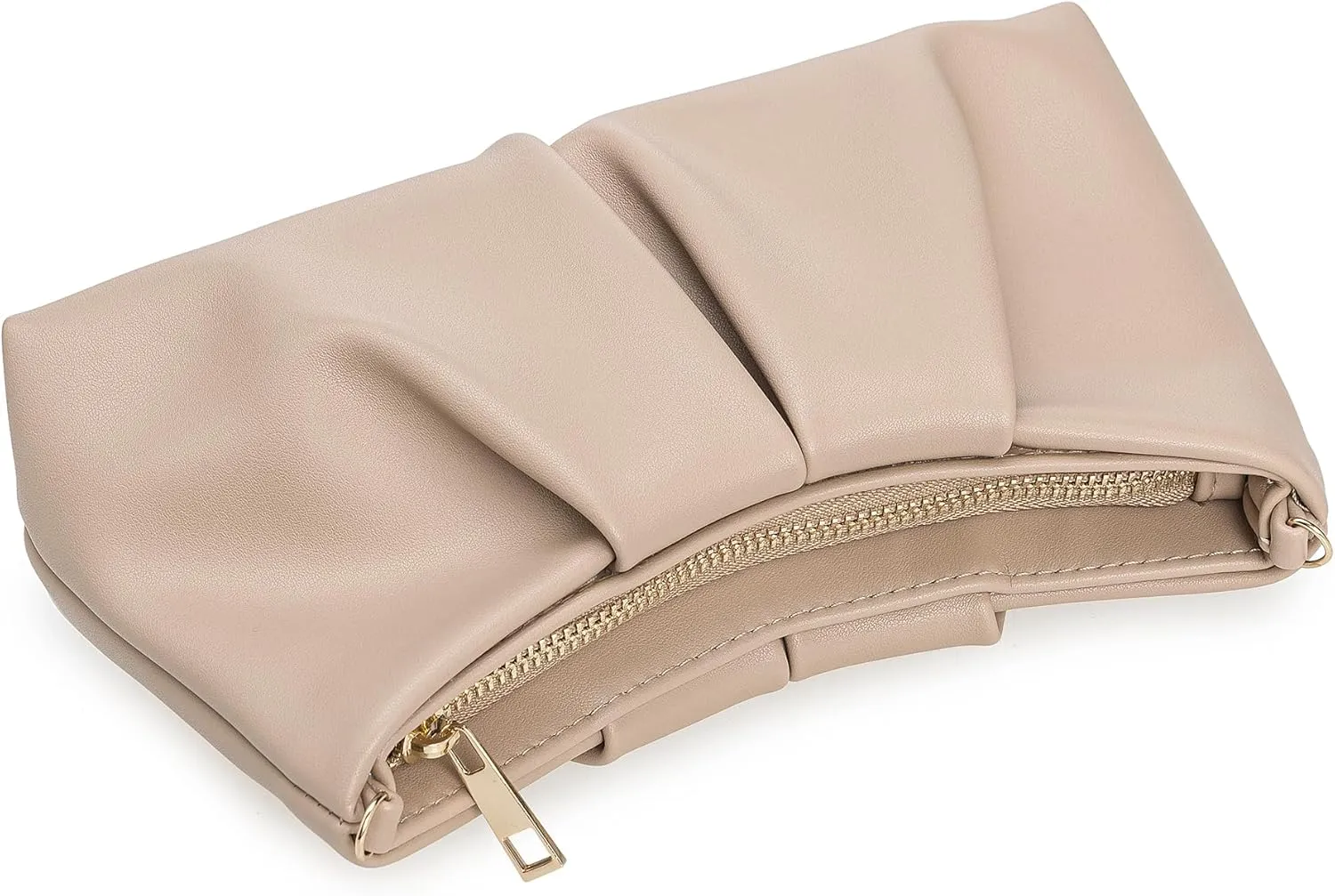 Pleated PU Clutch Evening Purse for Women Dressy Formal Faux Leather Shoulder Handbag