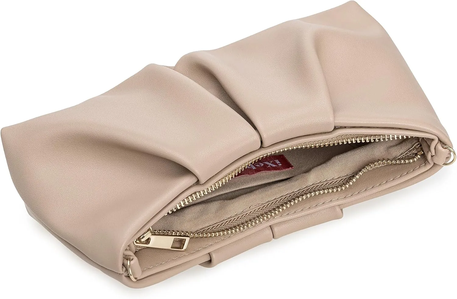 Pleated PU Clutch Evening Purse for Women Dressy Formal Faux Leather Shoulder Handbag