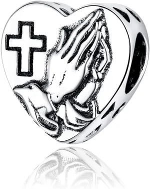 Prayer Gesture Charm Cross Faith Charm 925 Sterling Silver Suitable Pandora Bracelet Women's Thanksgiving Gift