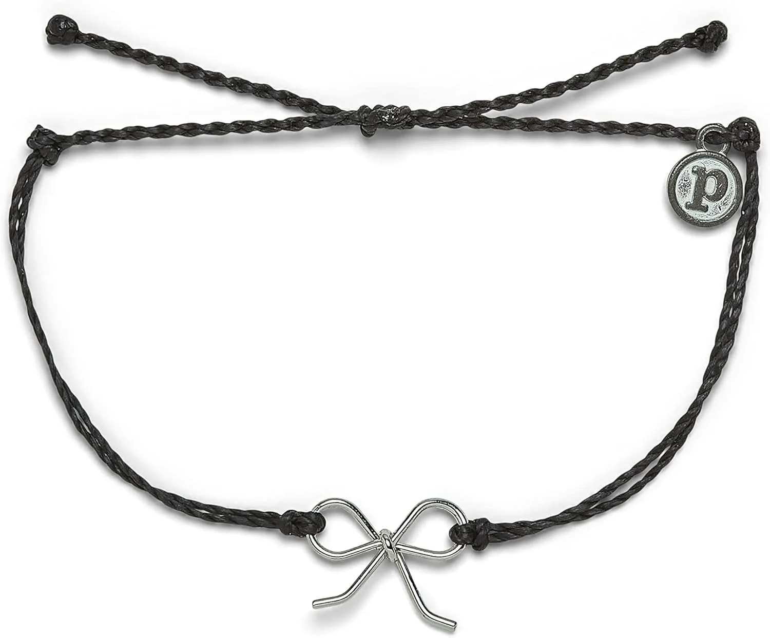 Pura Vida Silver or Rose Gold-Plated Bow Charm Bracelet - 100% Waterproof, Adjustable Band, Brand Charm
