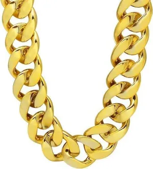 Q&D&S Plastic Chunky Fake Gold Necklace for Men 80s 90s Rapper Gold Chain Punk Hip Hop Necklace for Women Costume Jewelry Accessory,19-35inch