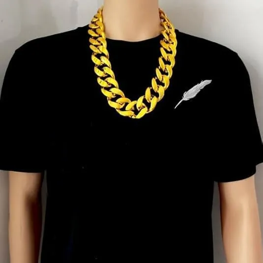 Q&D&S Plastic Chunky Fake Gold Necklace for Men 80s 90s Rapper Gold Chain Punk Hip Hop Necklace for Women Costume Jewelry Accessory,19-35inch