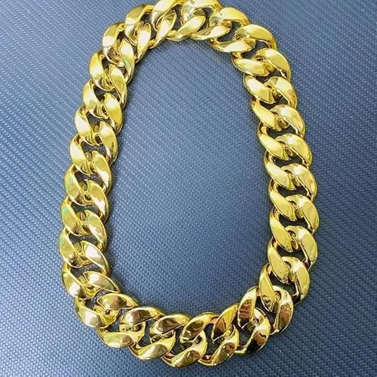 Q&D&S Plastic Chunky Fake Gold Necklace for Men 80s 90s Rapper Gold Chain Punk Hip Hop Necklace for Women Costume Jewelry Accessory,19-35inch
