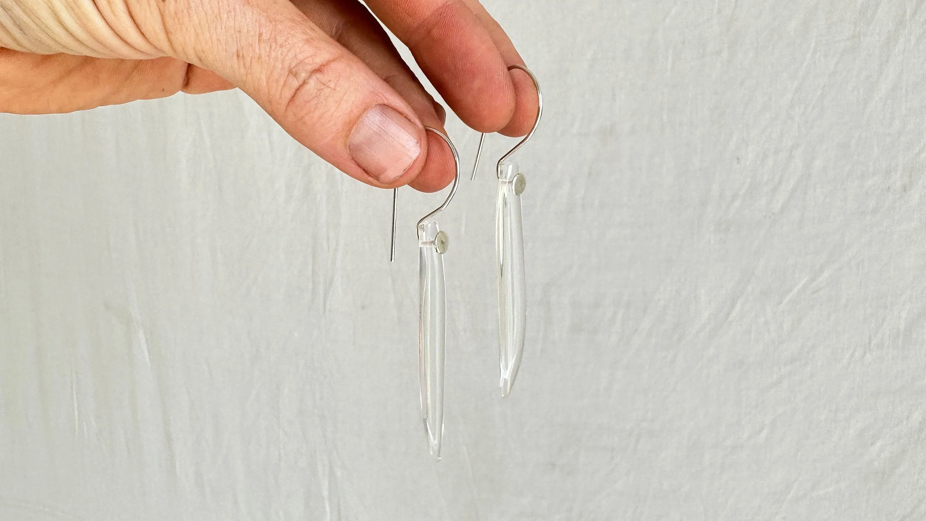 Quartz Crystal Earrings. Sterling Silver. 2067