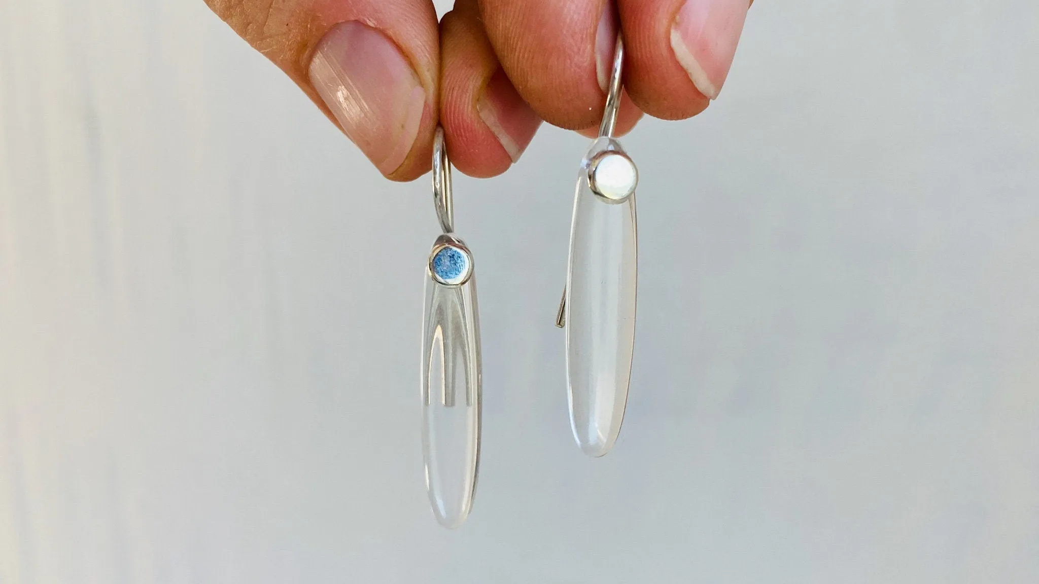 Quartz Crystal Earrings. Sterling silver.