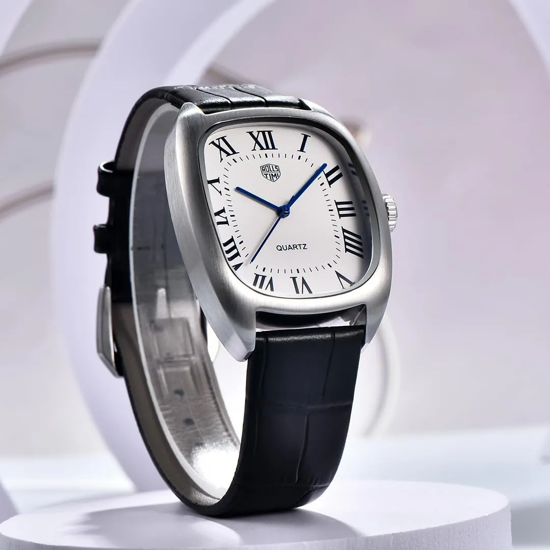 Quartz Men's Watches Stainless Steel Waterproof Dress Analog Wrist Watch for Men, Casual Business Sports Gift Wristwatch Leather Strap