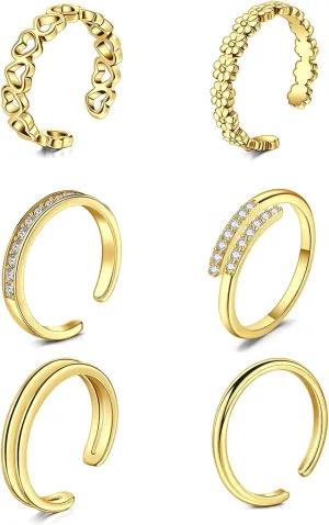 QWALIT Toe Rings for Women Gold Toe Ring Gold Toe Rings for Women Silver Toe Ring Stainless Steel