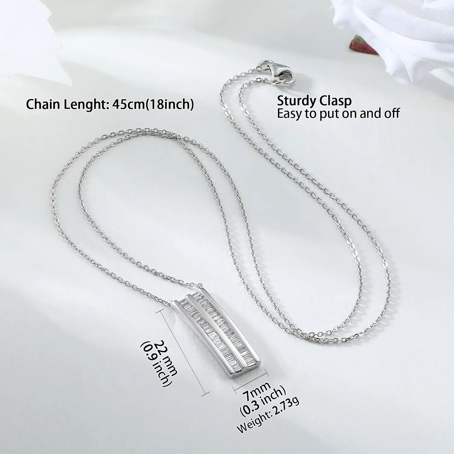 Real Moissanite/Diamond Necklace for Women with Sterling Silver Chain, Luxury Sparkling Bar/Cross/Coin/Eiffel Tower/Heart/Owl/Paperclip Pendant Necklaces