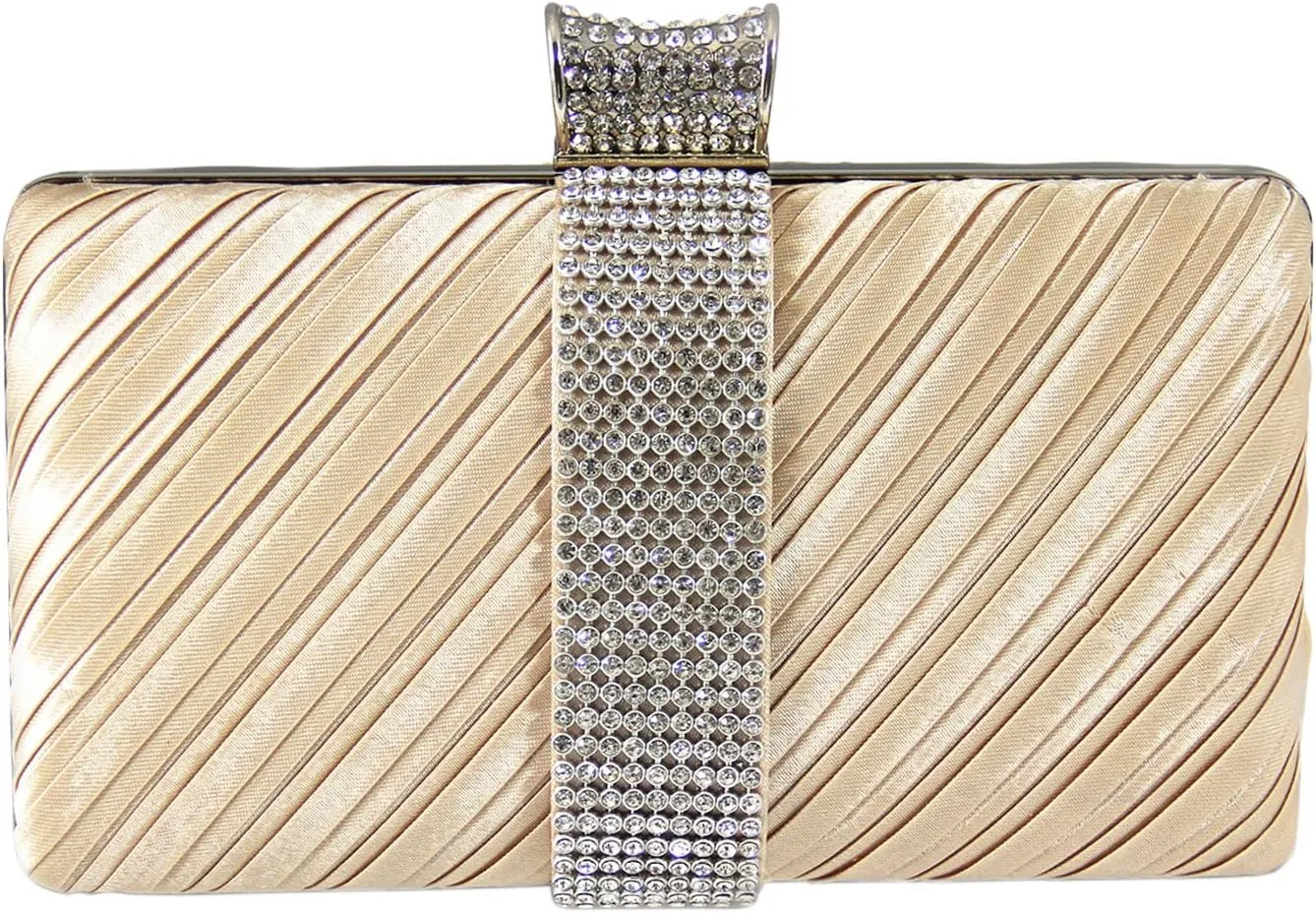 Rhinestone Clasp Hard Case Evening Clutch/Party Bag/Wedding Purse (Gold)