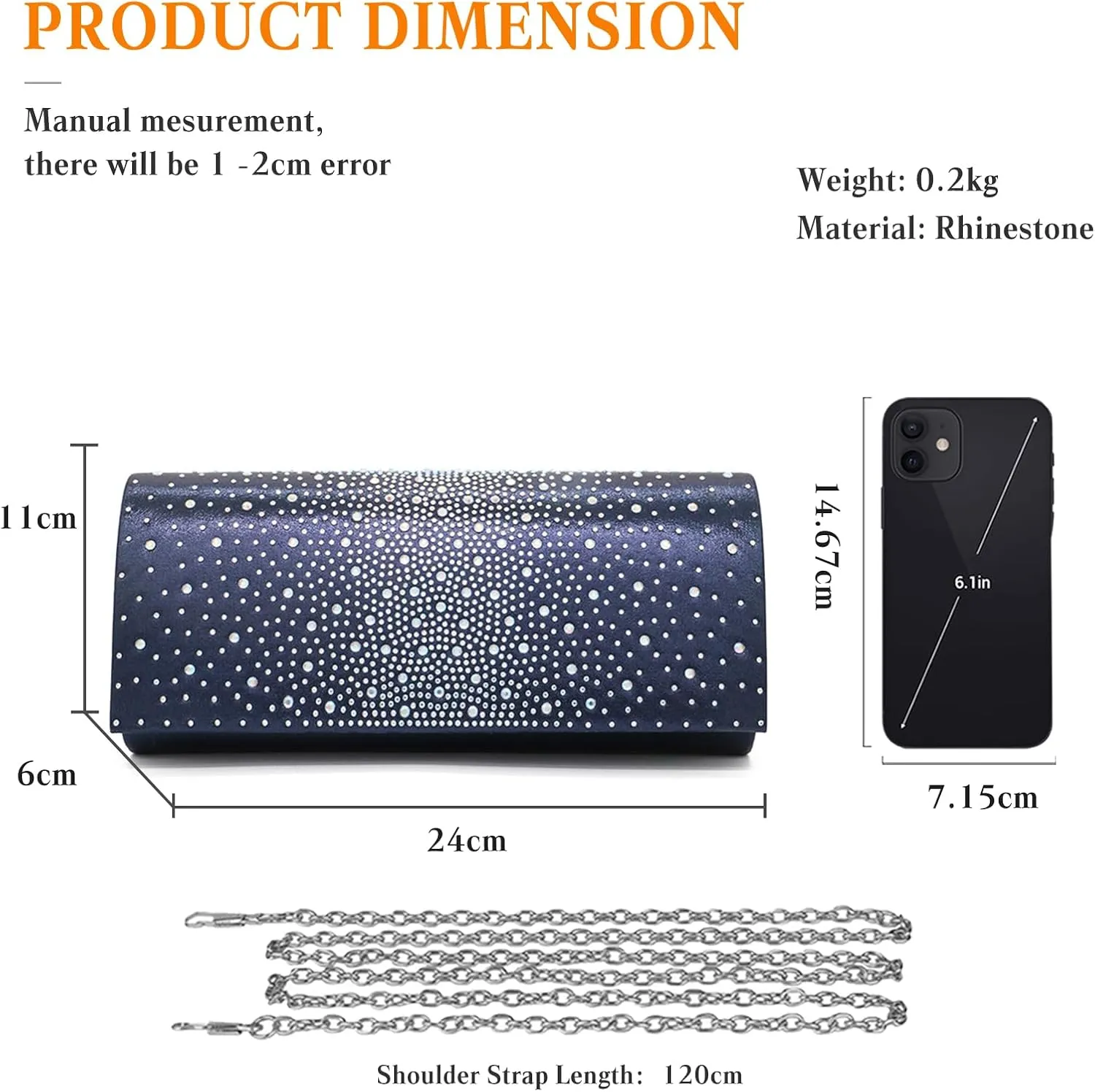 Rhinestone Evening Bag for Women Sparkling Crystal Handbag Envelope Flap Clutch Bridal Wedding Purse