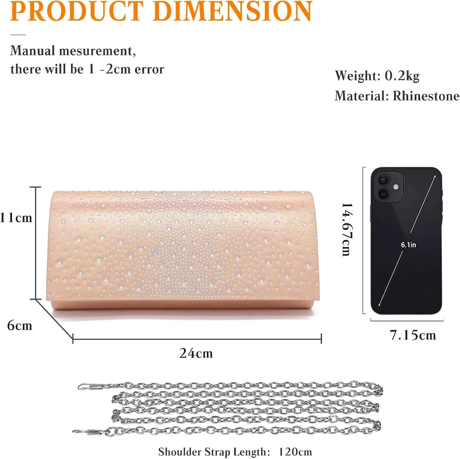Rhinestone Evening Bag for Women Sparkling Crystal Handbag Envelope Flap Clutch Bridal Wedding Purse