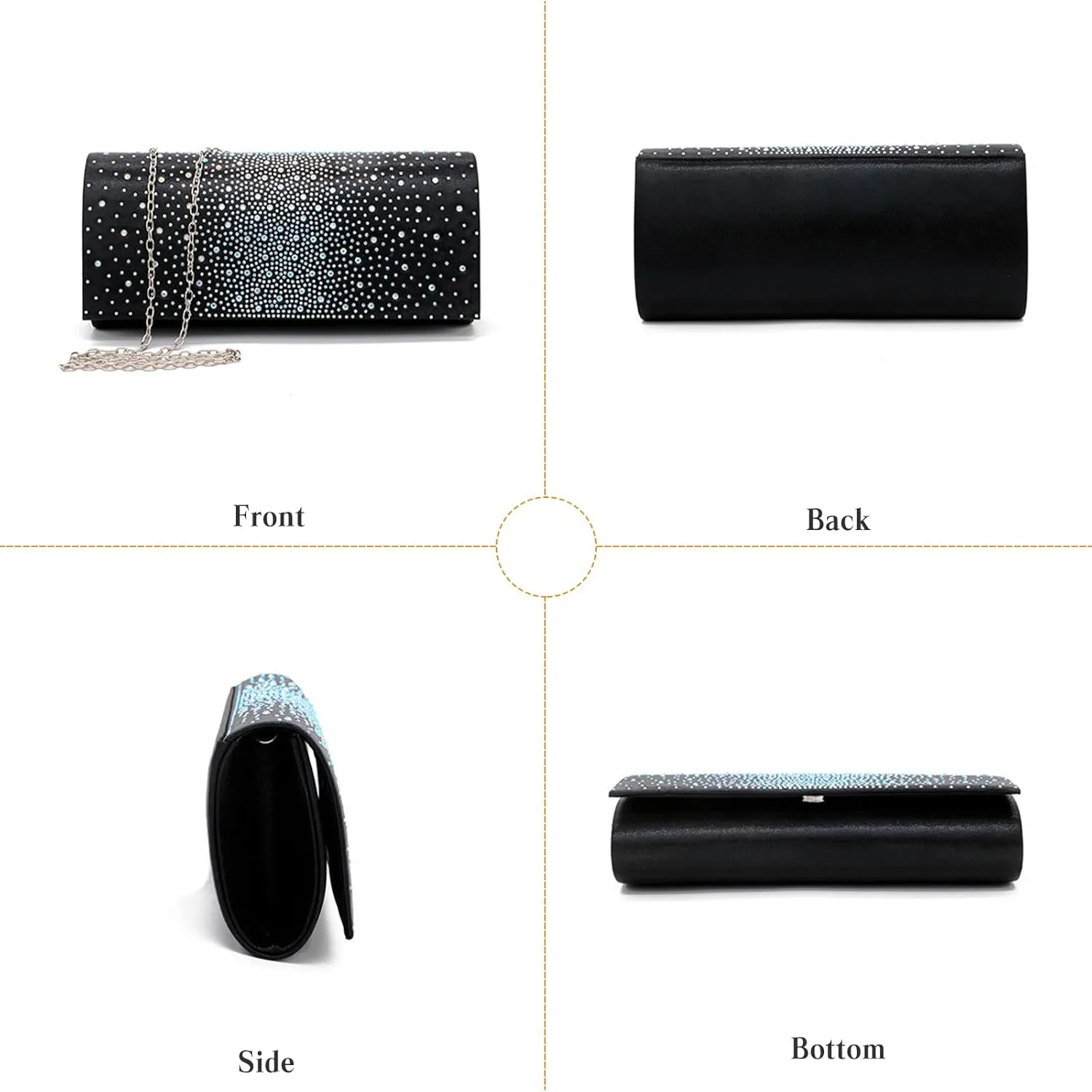 Rhinestone Evening Bag for Women Sparkling Crystal Handbag Envelope Flap Clutch Bridal Wedding Purse