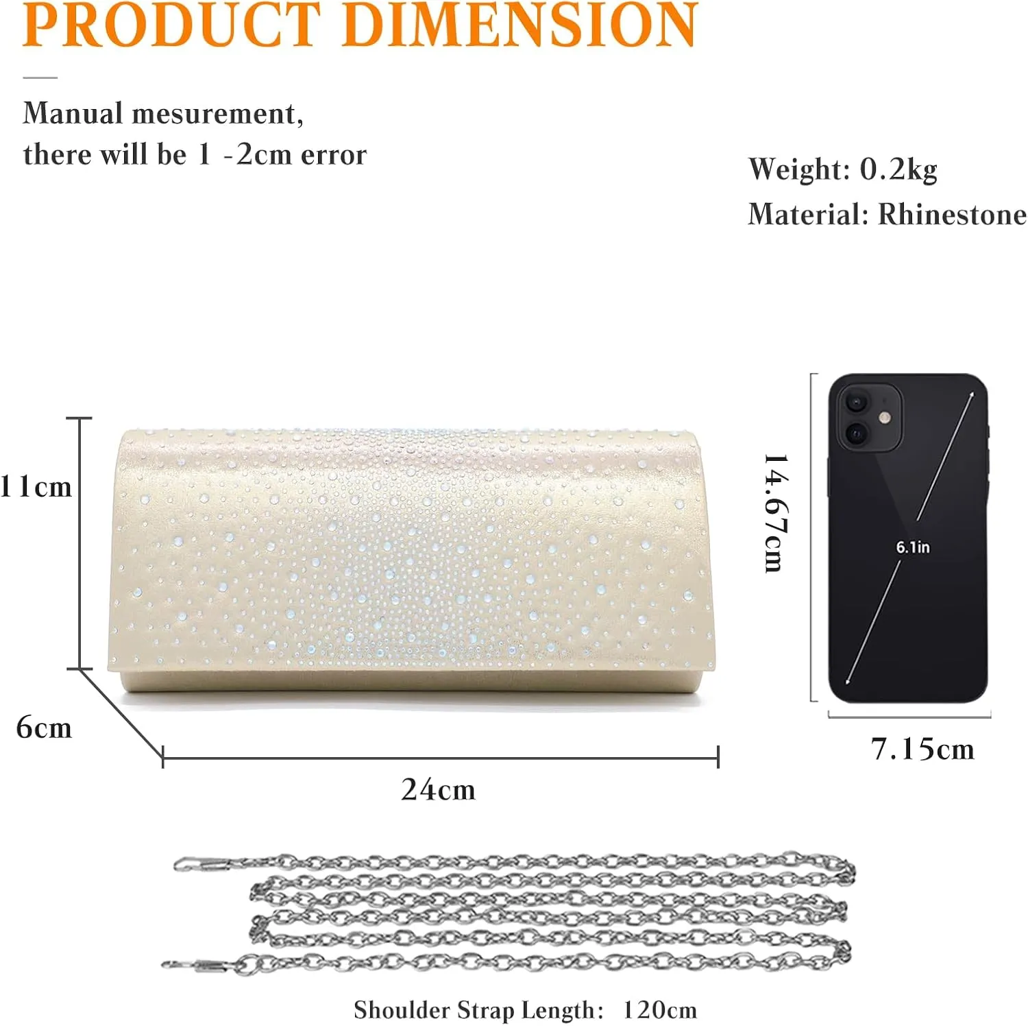 Rhinestone Evening Bag for Women Sparkling Crystal Handbag Envelope Flap Clutch Bridal Wedding Purse