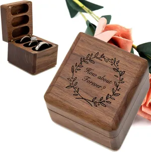 Ring Box, Wooden Ring Box for Wedding Ceremony Ring Bearer Box, Engagement Ring Holder Gift for Anniversaries Day,Ring Storage Box Engagement Gift
