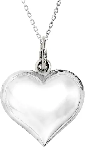 Ritastephens 925 Sterling Silver Necklace for Women | Shiny Puffed Heart Pendant Necklace | Polished Mini & Regular Size Options | Hypoallergenic & Nickel-Free | Elegant Gift for Her