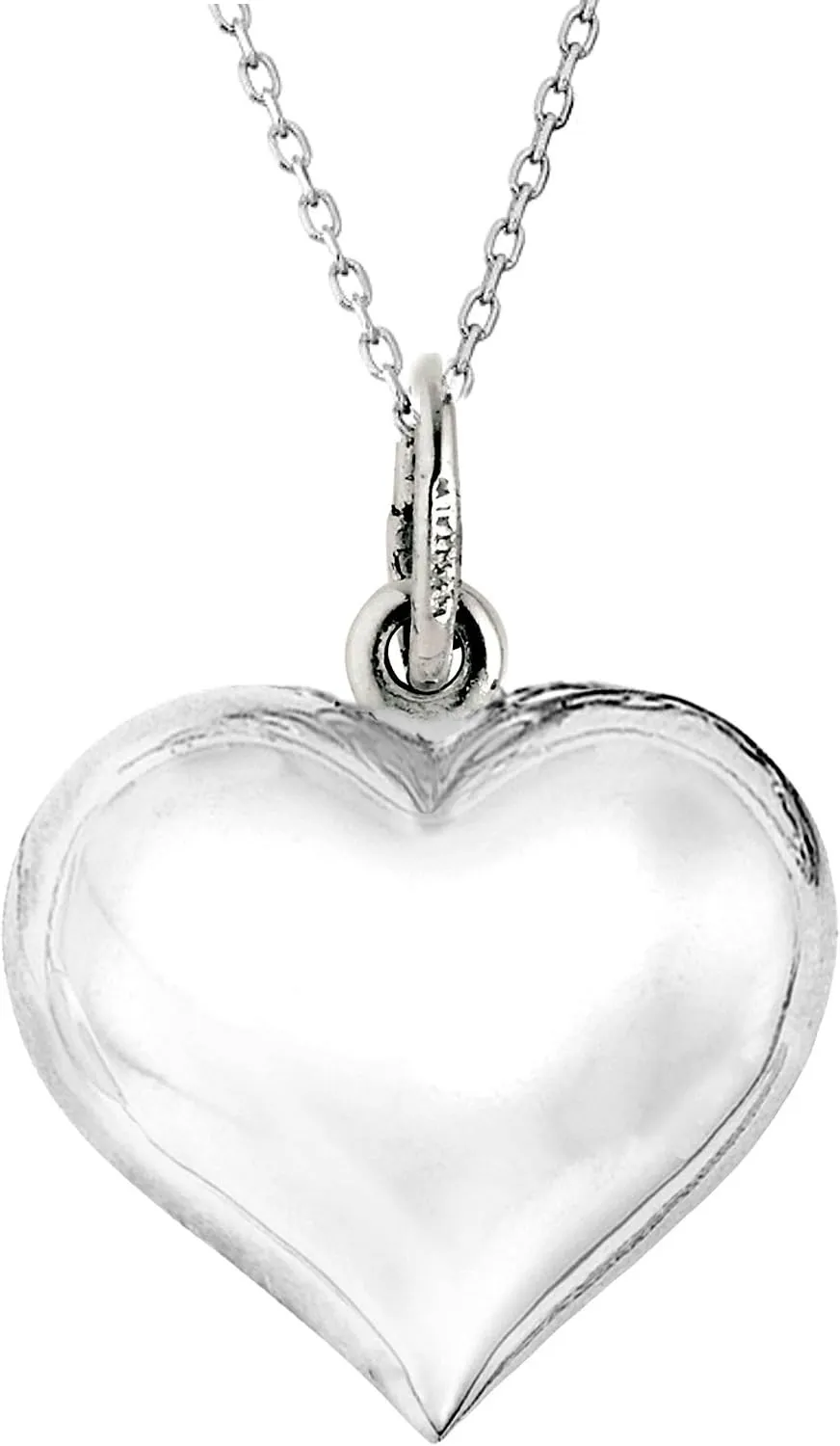 Ritastephens 925 Sterling Silver Necklace for Women | Shiny Puffed Heart Pendant Necklace | Polished Mini & Regular Size Options | Hypoallergenic & Nickel-Free | Elegant Gift for Her