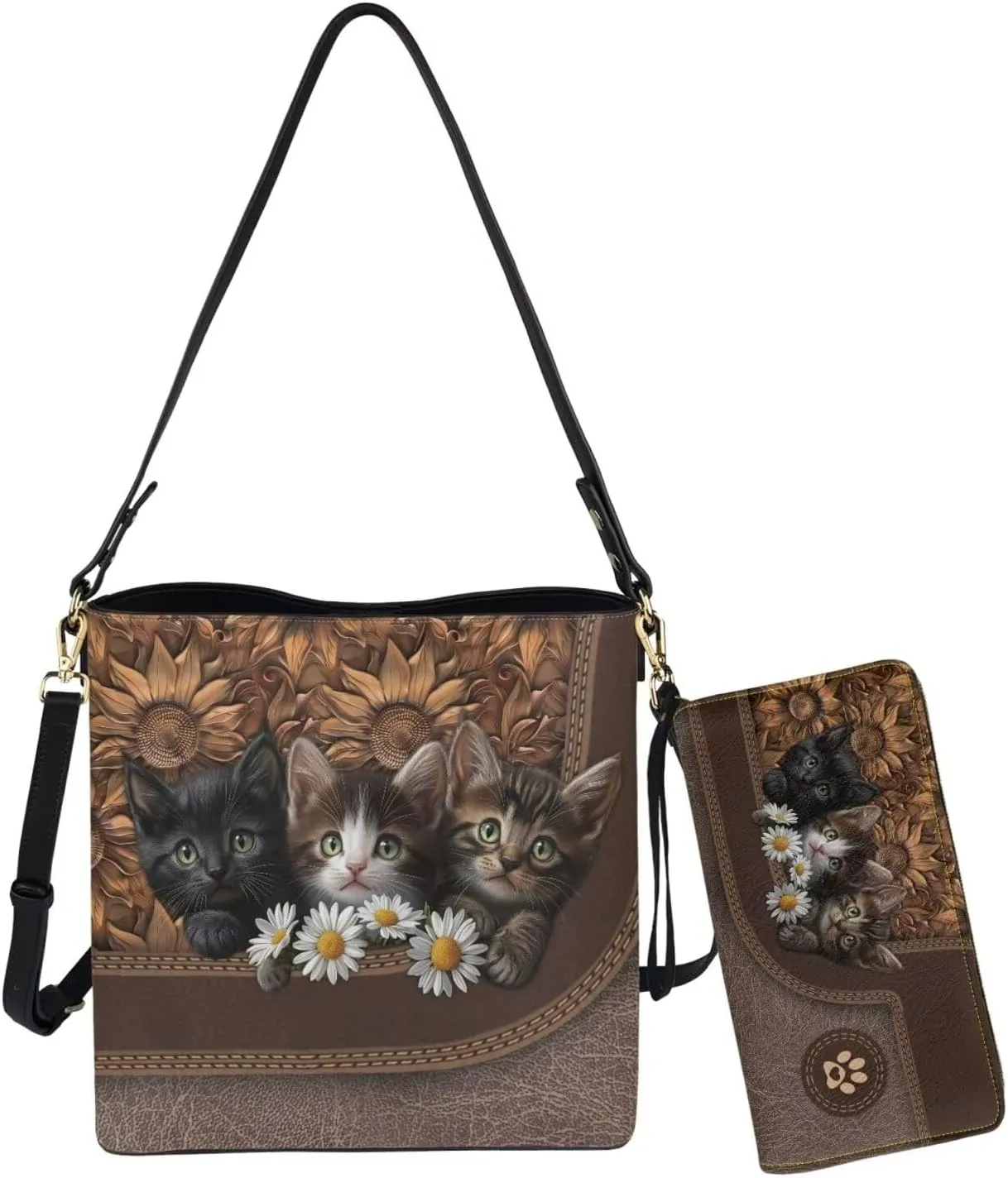 Rnyleeg Personalized Leather Crossbody Bag for Women Custom Name Shoulder Bag with Matching Customized Wallet 2 Pcs