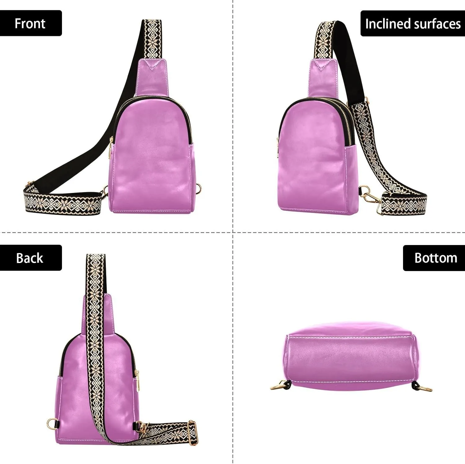 Rose Red Sling Bag for Women Men Fanny Packs Small Crossbody Bags for Women Leather Belt Bag Crossbody Purse Waterproof Chest Bag for Sport Travel Running Hiking
