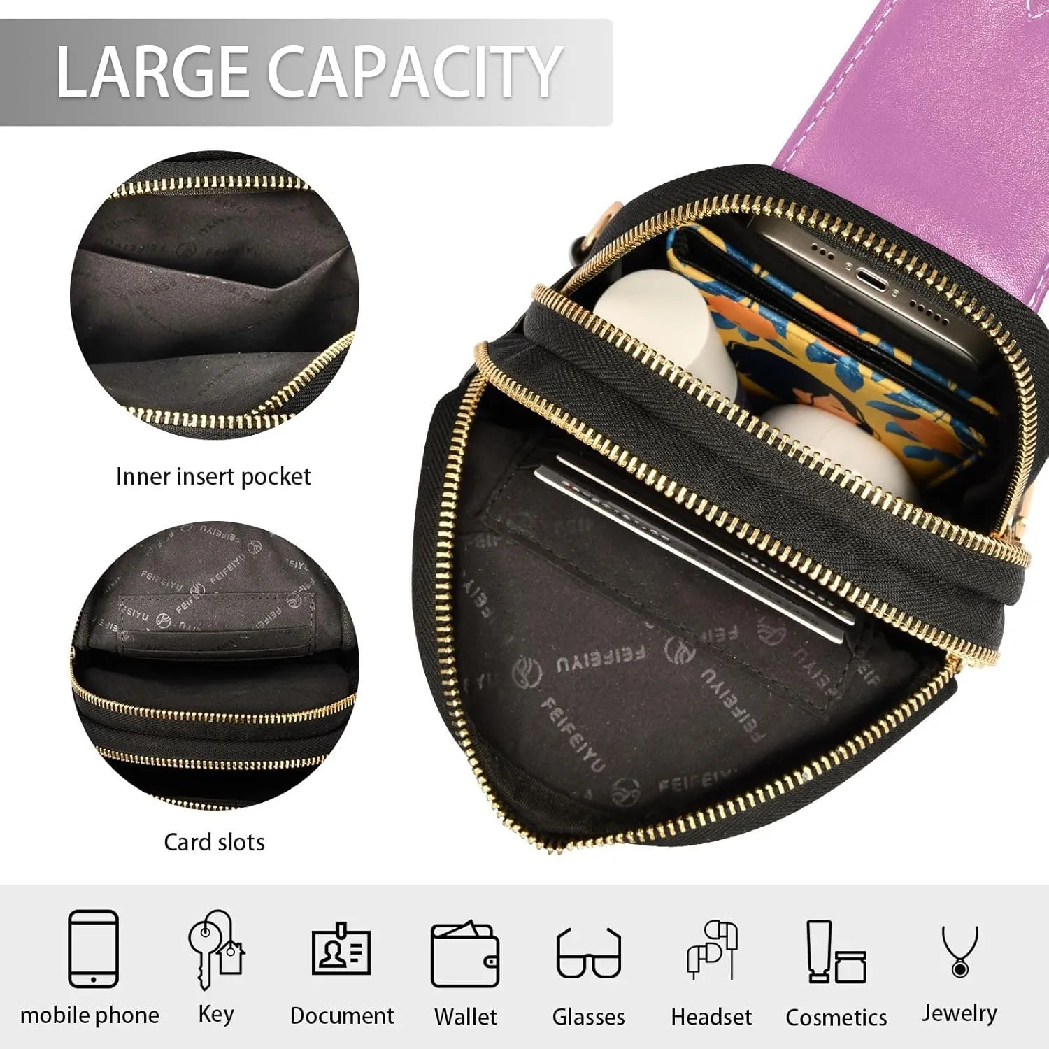 Rose Red Sling Bag for Women Men Fanny Packs Small Crossbody Bags for Women Leather Belt Bag Crossbody Purse Waterproof Chest Bag for Sport Travel Running Hiking