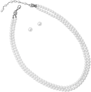 Rosemarie Collections Double-Strand Classic Simulated Pearl Necklace And Earring Set - Adjustable Faux Pearl Necklaces for Women - Elegant Jewelry for Special Occasions & Everyday Wear