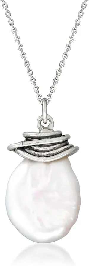 Ross-Simons 13mm Cultured Baroque Coin Pearl Pendant Necklace