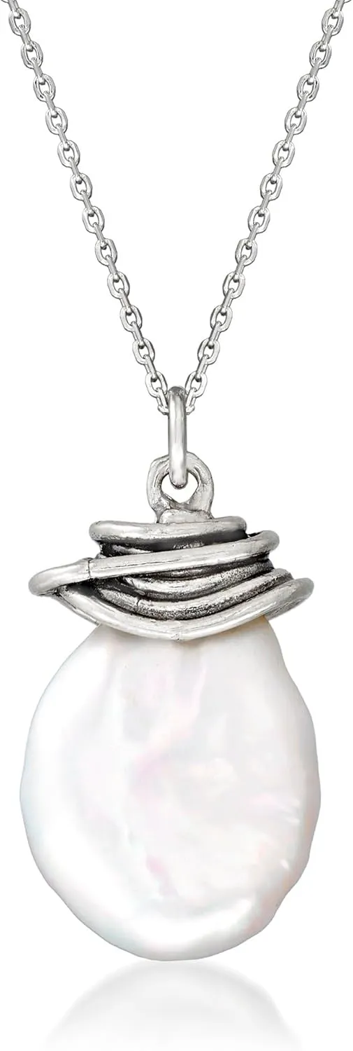 Ross-Simons 13mm Cultured Baroque Coin Pearl Pendant Necklace