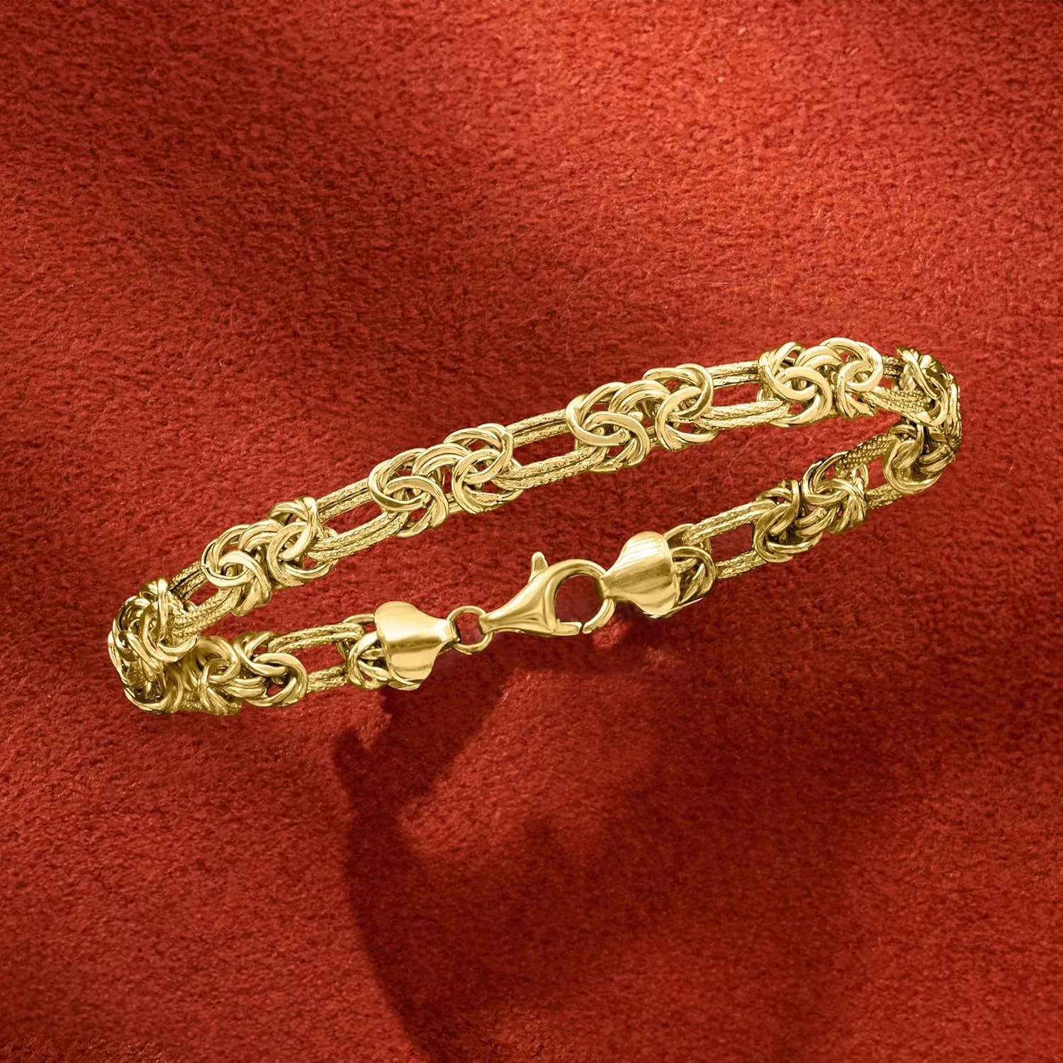 Ross-Simons 18kt Gold Over Sterling Byzantine and Double-Oval Link Bracelet