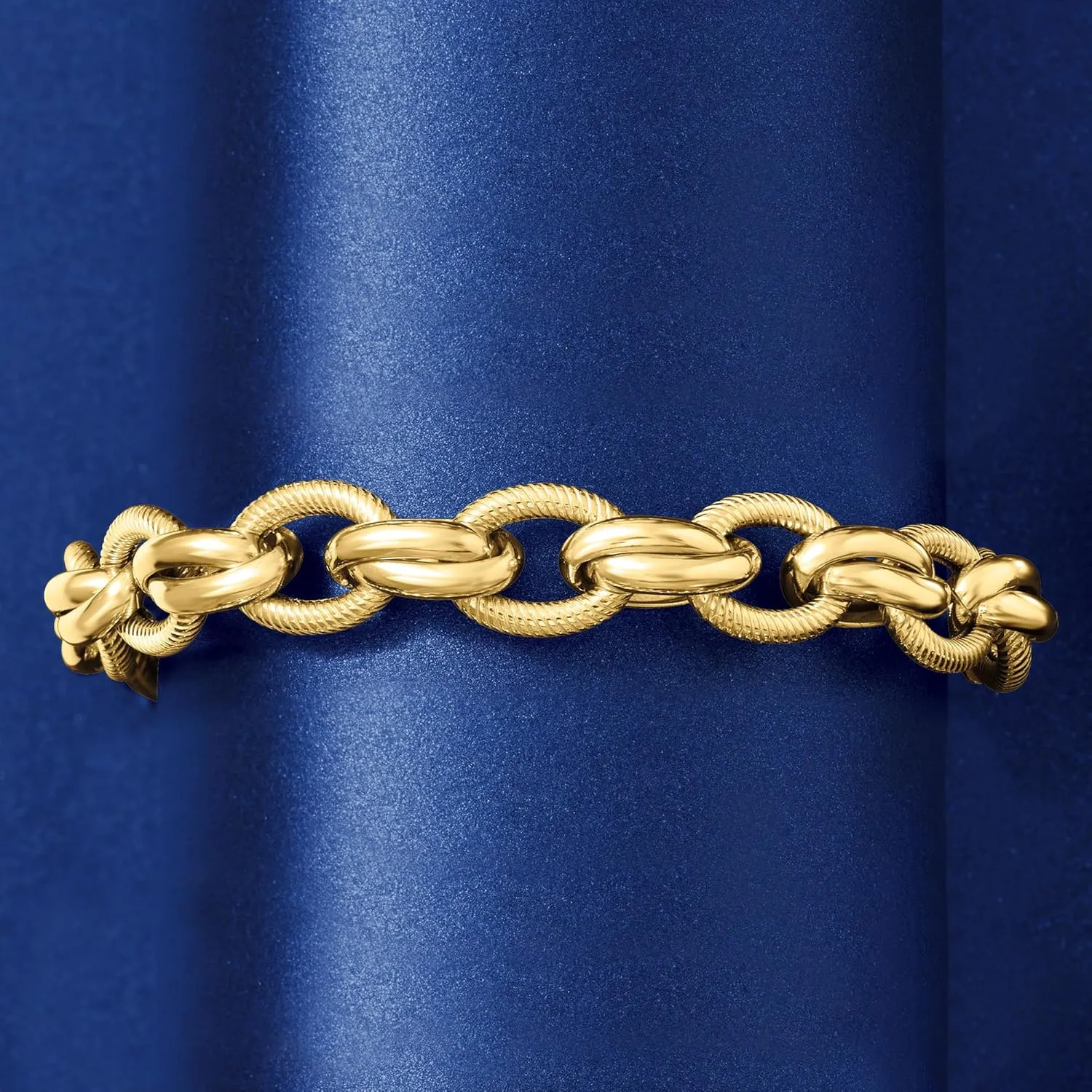 Ross-Simons Italian 18kt Gold Over Sterling Textured and Polished Multi-Link Bracelet