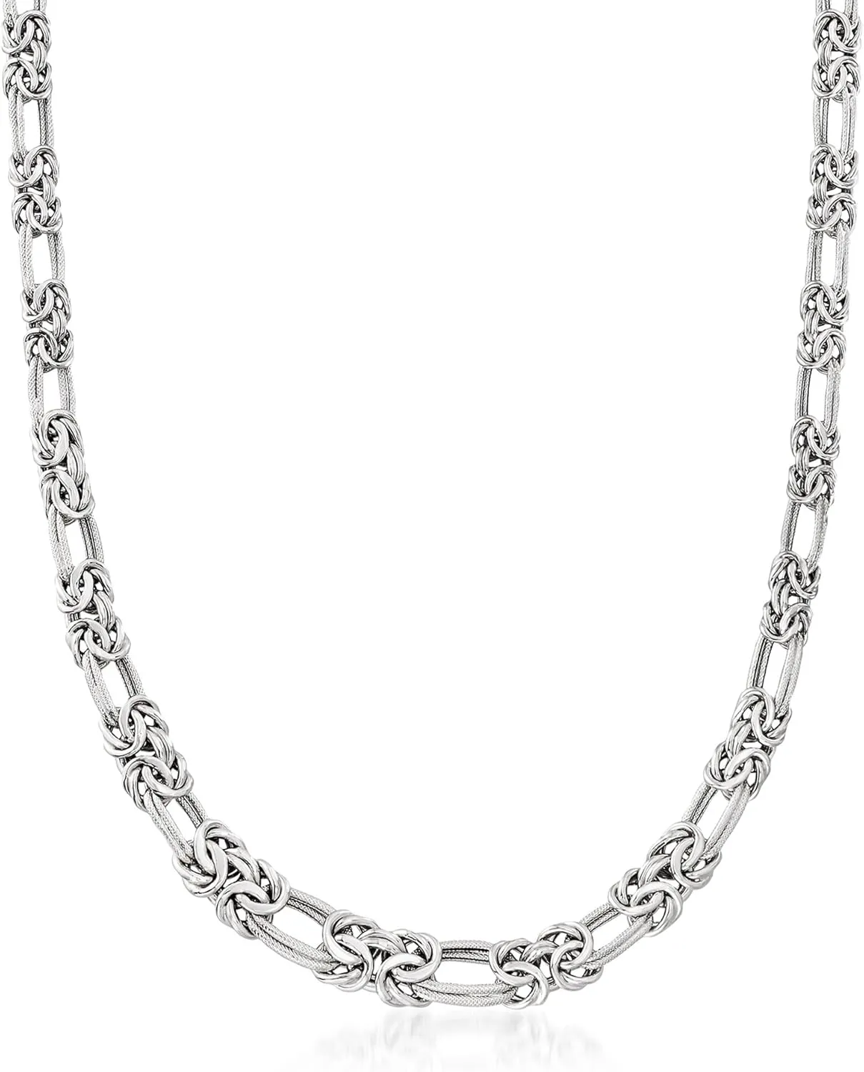 Ross-Simons Sterling Silver Flat Byzantine Double-Link Necklace