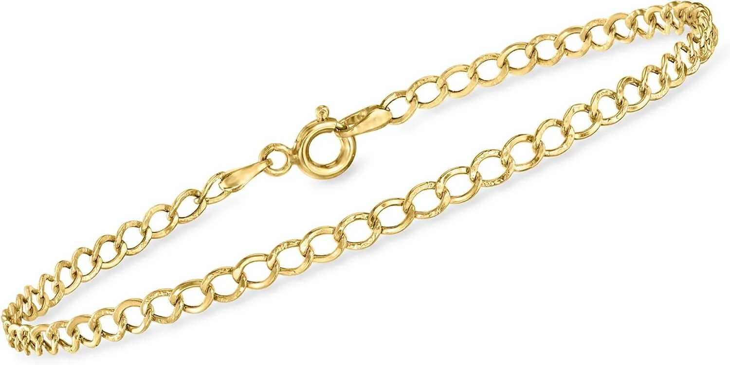 RS Pure by Ross-Simons Italian 3mm 14kt Yellow Gold Curb-Link Bracelet