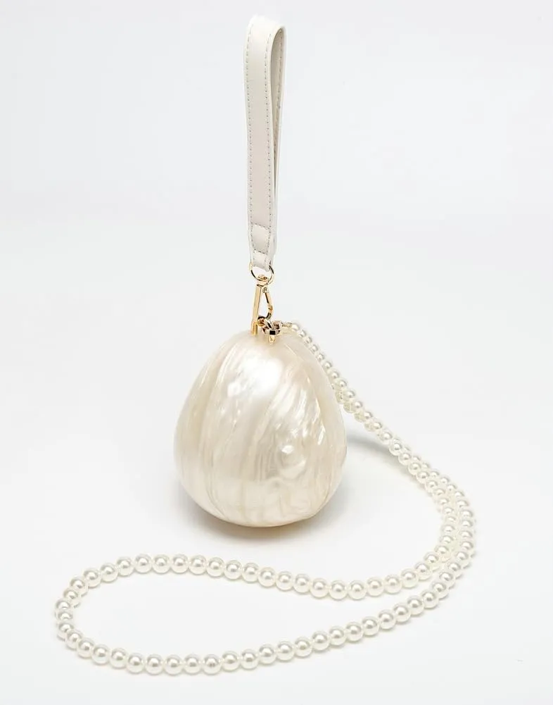 Rungion Elegant Womens Clutch Purse for Evening Party Irregular Shell Handbag Pearl Chain Shoulder Crossbody Bag 2025