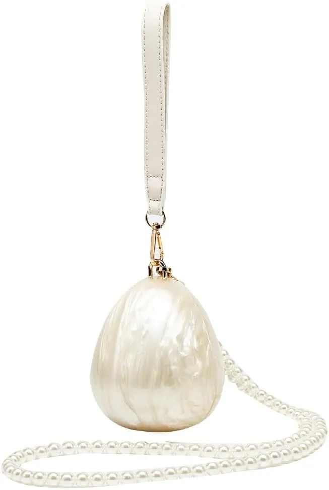 Rungion Elegant Womens Clutch Purse for Evening Party Irregular Shell Handbag Pearl Chain Shoulder Crossbody Bag 2025