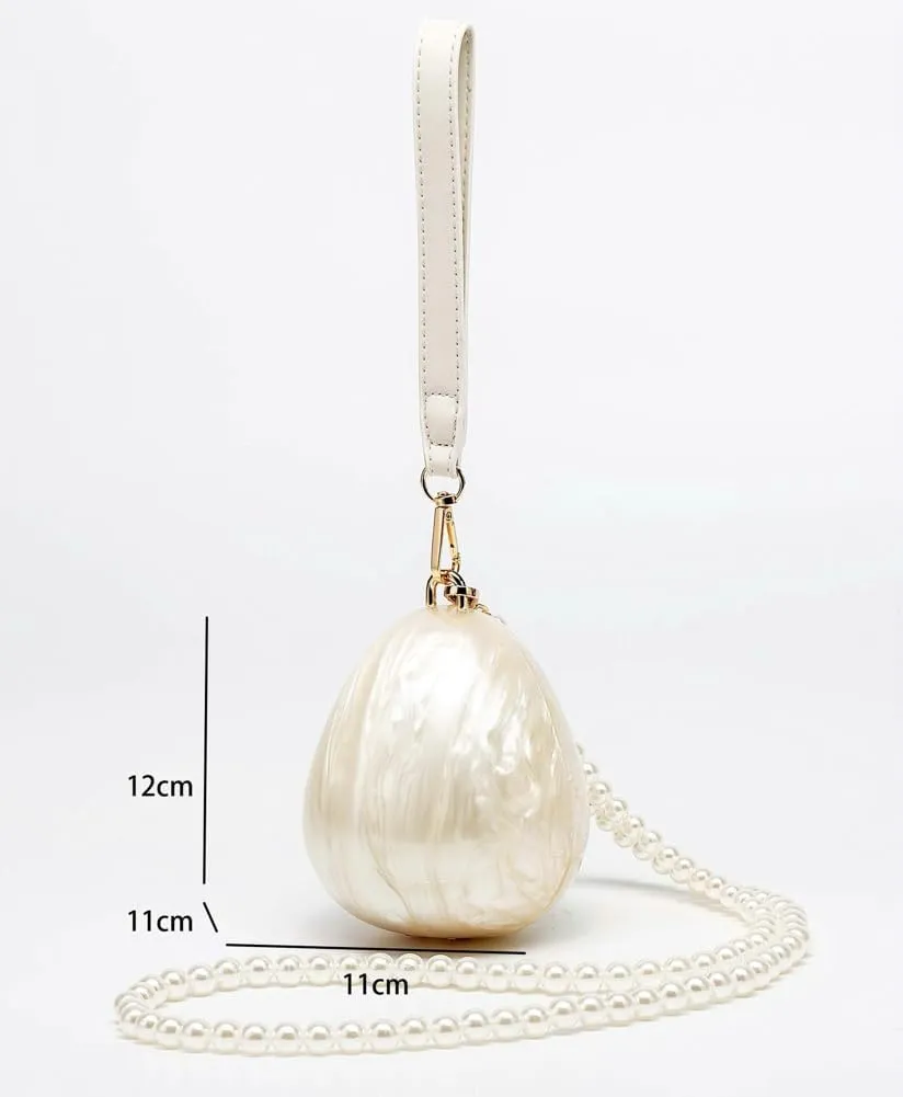 Rungion Elegant Womens Clutch Purse for Evening Party Irregular Shell Handbag Pearl Chain Shoulder Crossbody Bag 2025
