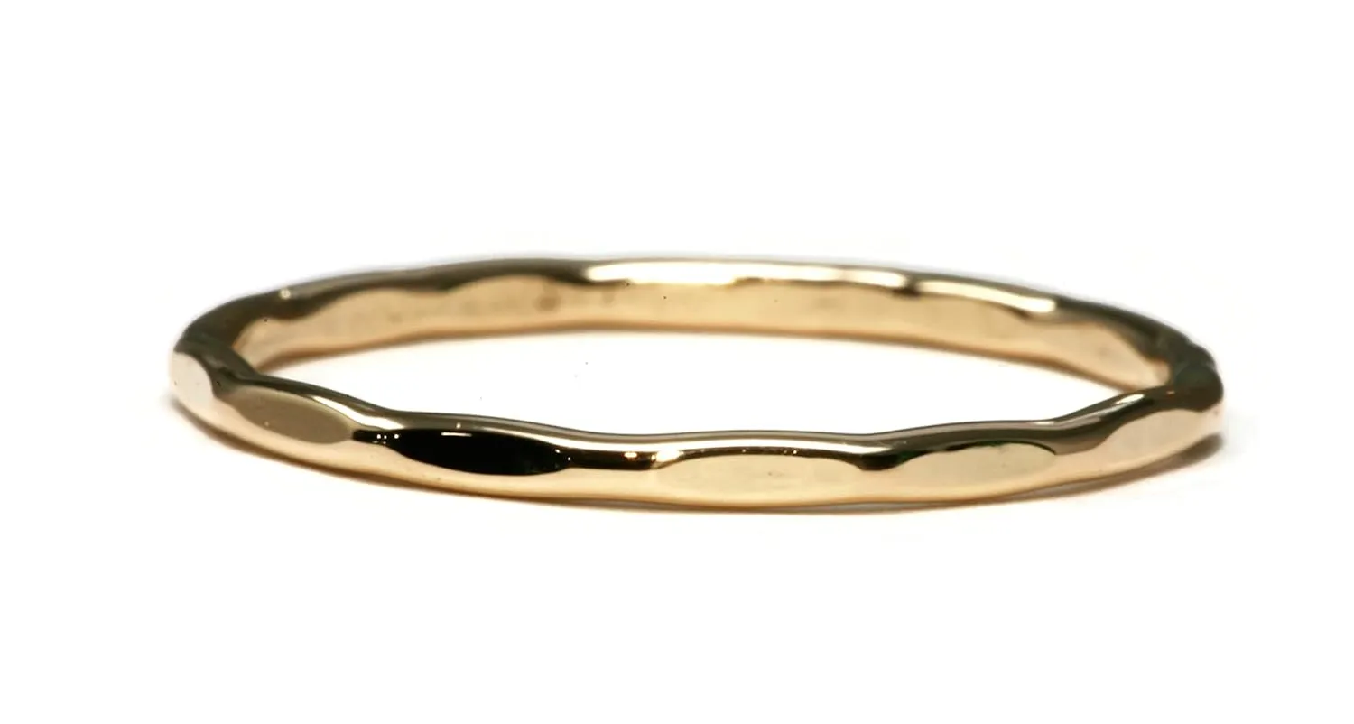 Salish Sea Inspirations 14K Gold Filled Hammer Textured Skinny 1.3mm Stacking Rings (1 Ring)