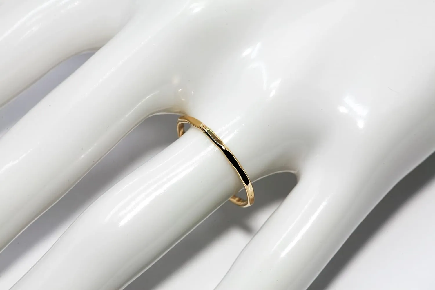 Salish Sea Inspirations 14K Gold Filled Hammer Textured Skinny 1.3mm Stacking Rings (1 Ring)