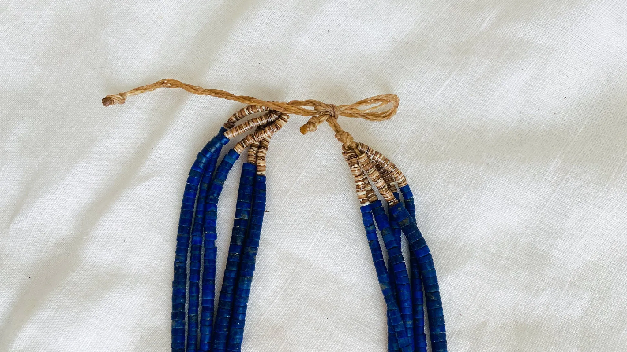 Santo Domingo Pueblo Multi-Strand Lapis & Shell Necklace. Native American
