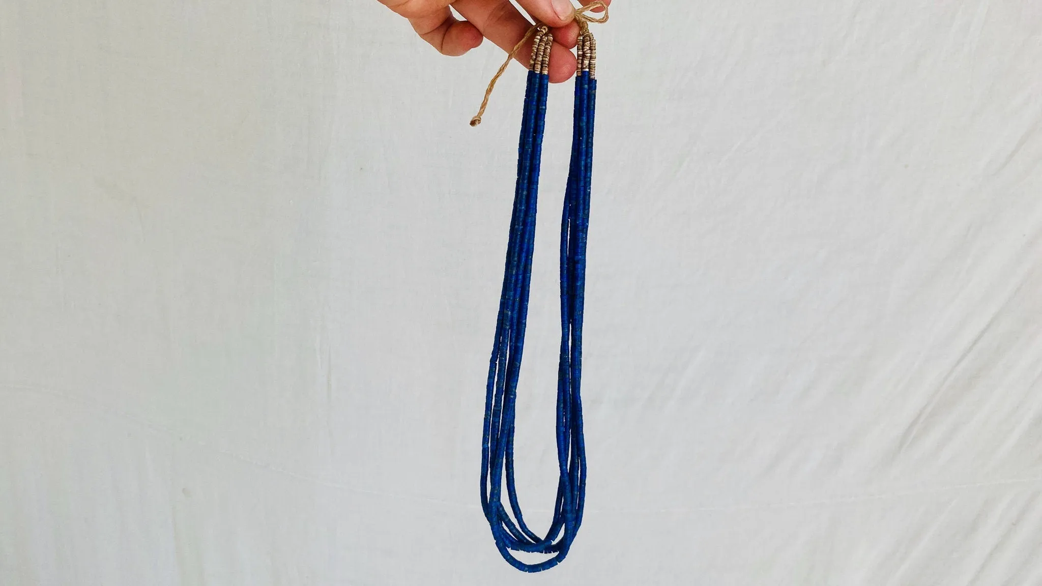 Santo Domingo Pueblo Multi-Strand Lapis & Shell Necklace. Native American