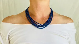 Santo Domingo Pueblo Multi-Strand Lapis & Shell Necklace. Native American