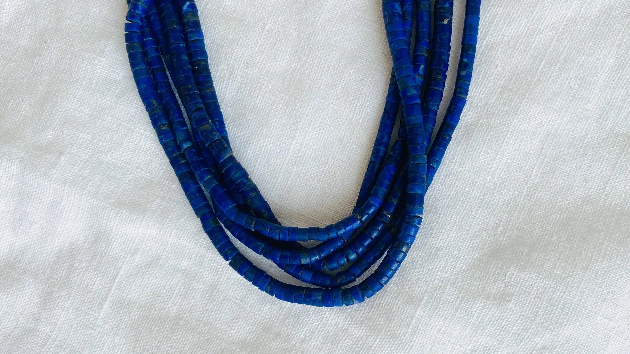 Santo Domingo Pueblo Multi-Strand Lapis & Shell Necklace. Native American