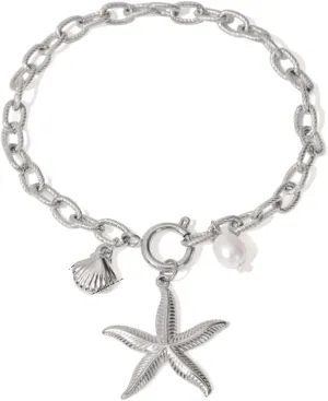 seashell charm anklet Casual Style Bracelets Coral fish starfish gold Sea Life Paper Clip Link Charm Bracelet