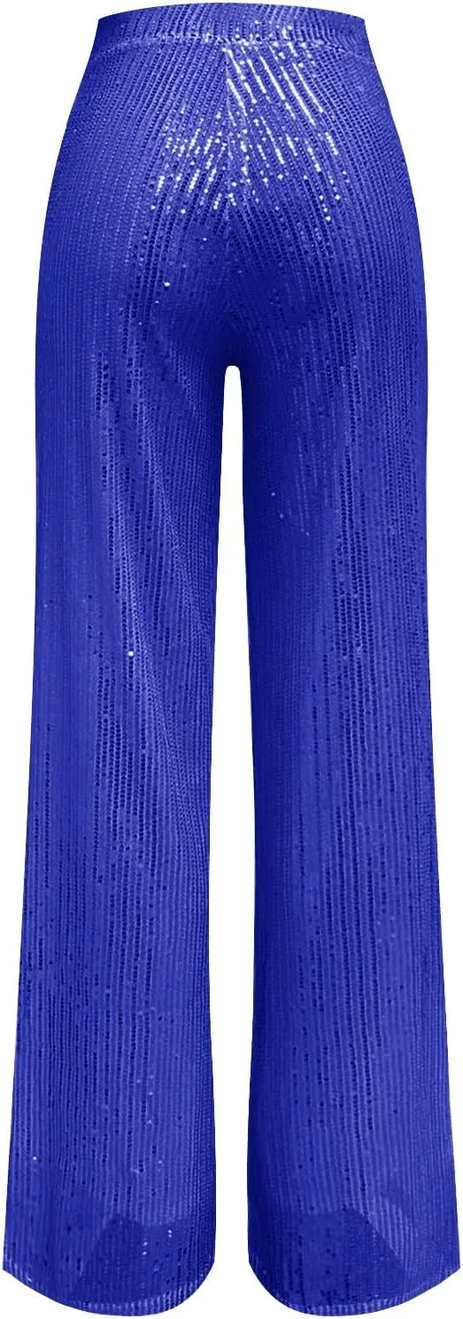 Sequin Pants Women Fashion Women's Loose Sequins Pumpkin Floral Casual Pants Side Pockets for Holiday Outfits and