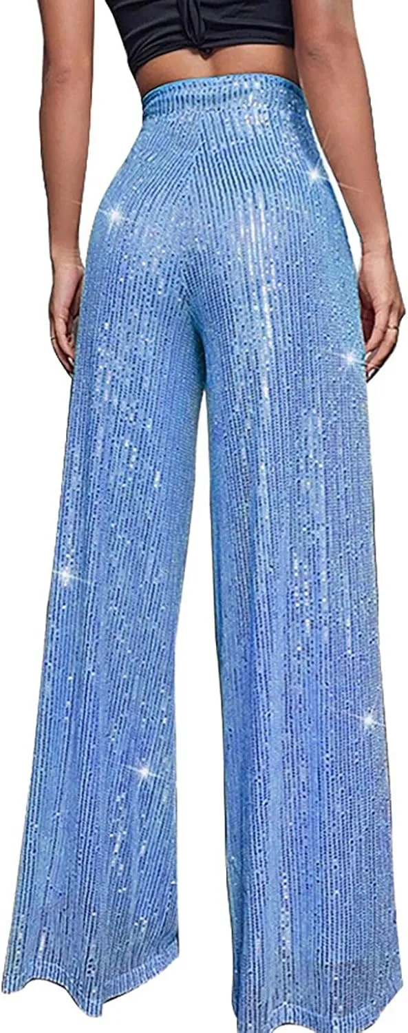 Sequin Pants Women Fashion Women's Loose Sequins Pumpkin Floral Casual Pants Side Pockets for Holiday Outfits and