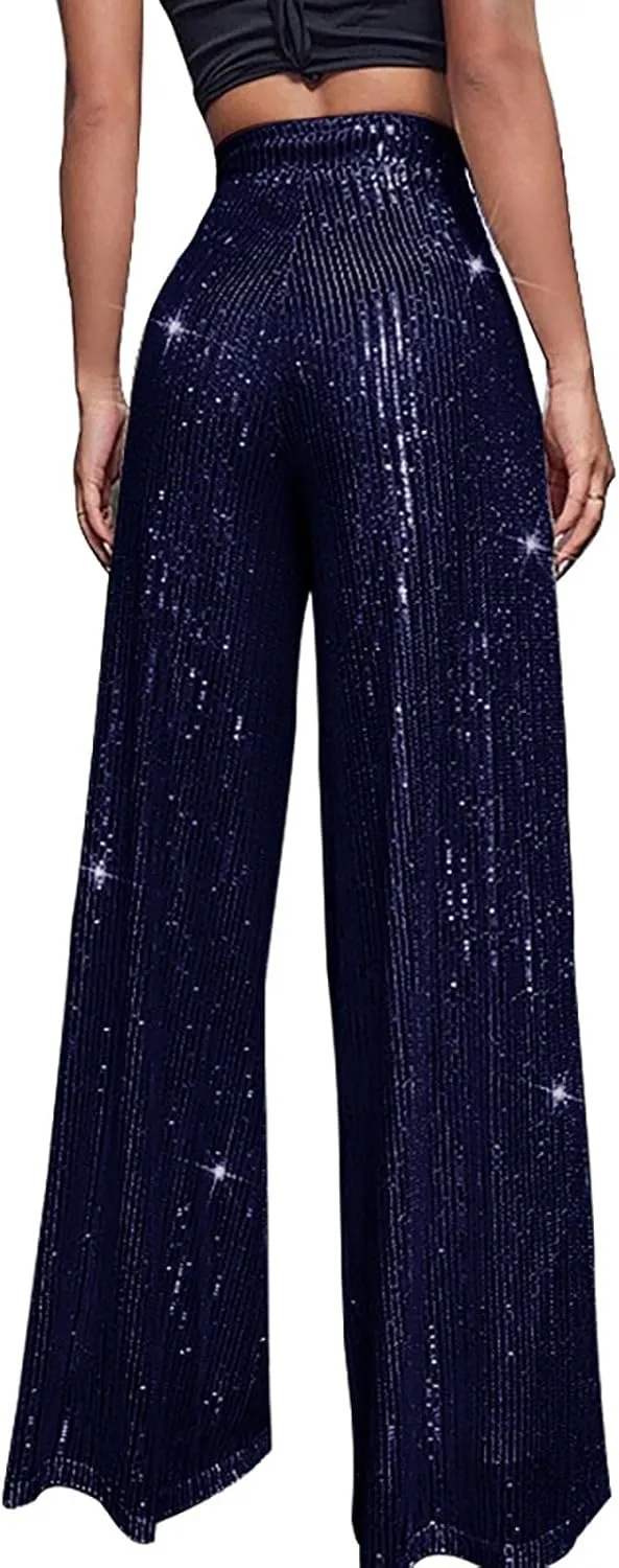 Sequin Pants Women Fashion Women's Loose Sequins Pumpkin Floral Casual Pants Side Pockets for Holiday Outfits and