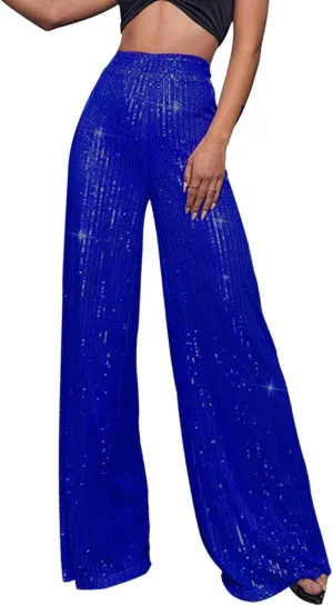Sequin Pants Women Fashion Women's Loose Sequins Pumpkin Floral Casual Pants Side Pockets for Holiday Outfits and