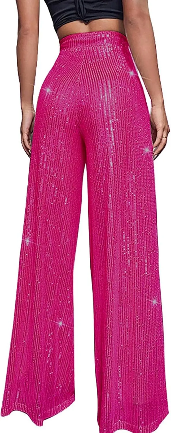 Sequin Pants Women Fashion Women's Loose Sequins Pumpkin Floral Casual Pants Side Pockets for Holiday Outfits and