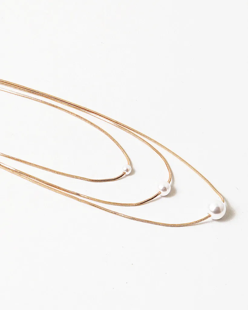 Set of 3 Layered Necklaces with Pearls