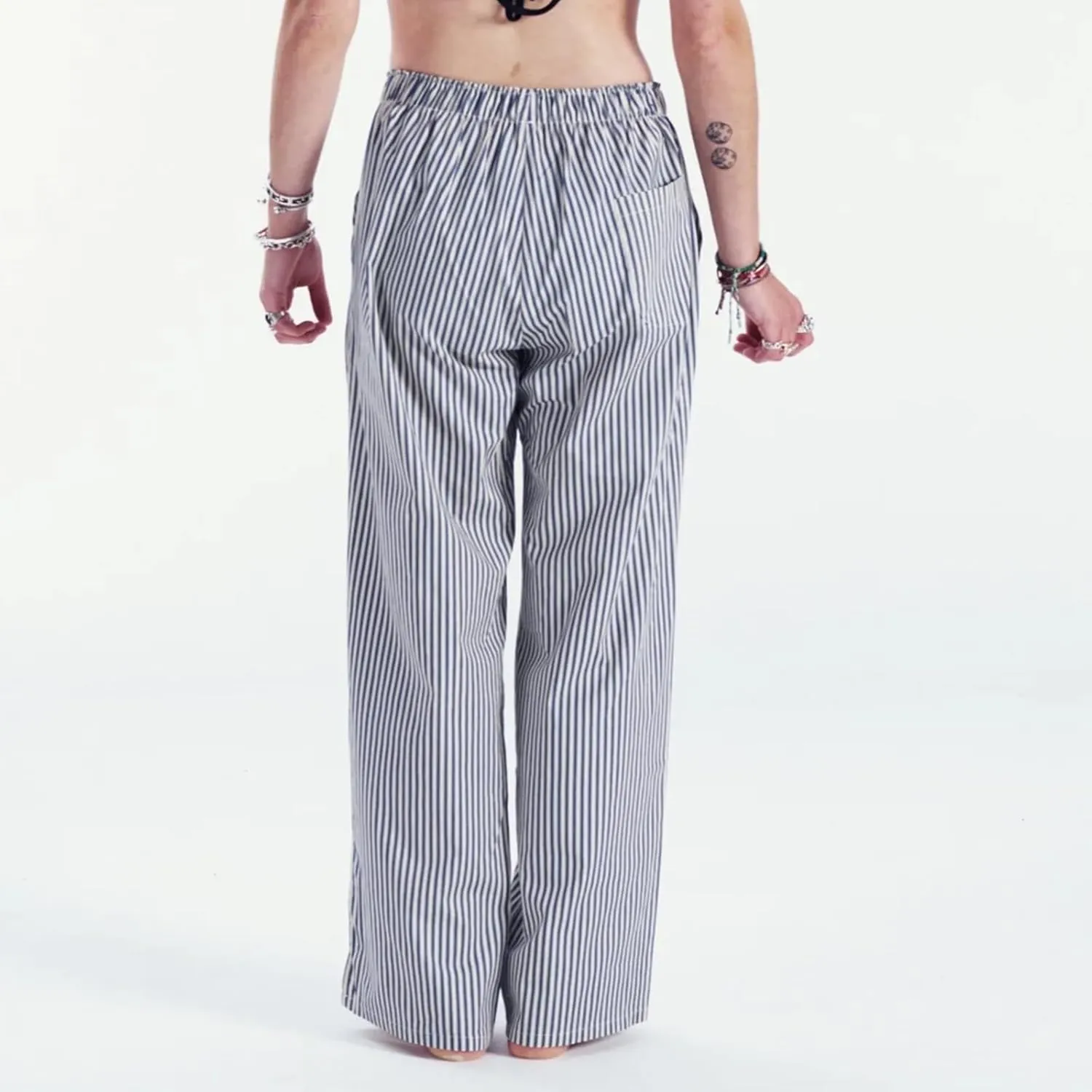 Seyurigaoka Y2K Striped Pajamas Pants for Women Cute Wide Leg Pinstripe Sleep Pj Bottoms Preppy Lounge Pants Trousers