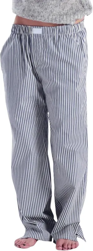 Seyurigaoka Y2K Striped Pajamas Pants for Women Cute Wide Leg Pinstripe Sleep Pj Bottoms Preppy Lounge Pants Trousers