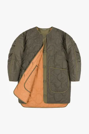 Signature Quilt Jacket - Dark Olive / Burnt Orange
